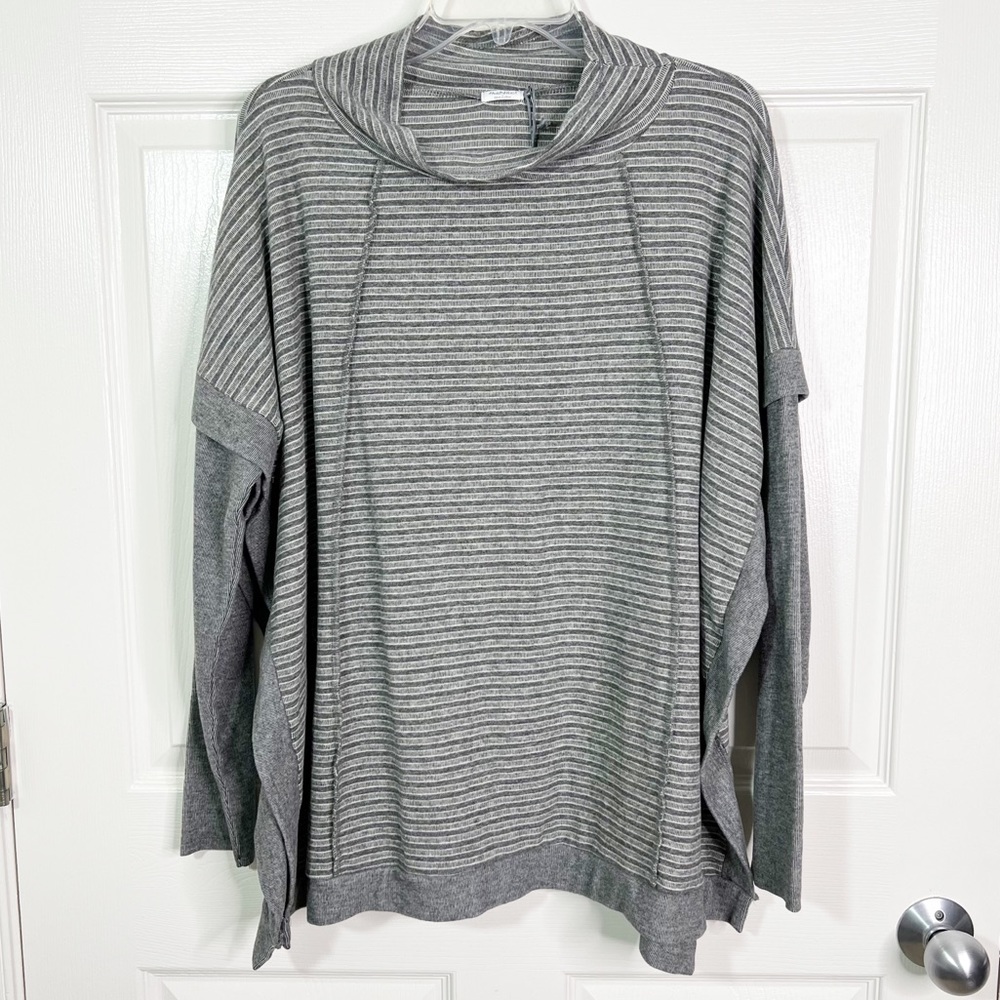 Hello Nite! Striped Mock Neck Open Side Poncho Size S